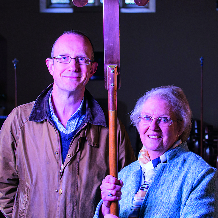 Dr Simon Trew with Rev Reynolds daughter Georgina Spencer